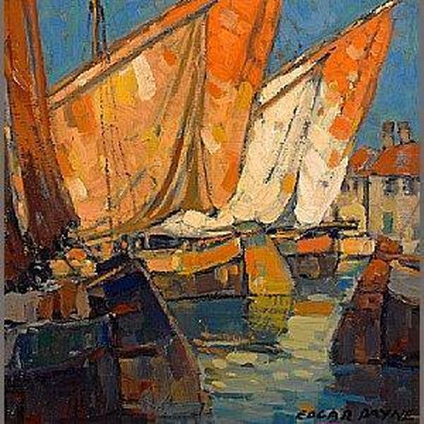 Sailboats Docked At Brittany Oil Painting by Edgar Alwin Payne