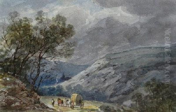 A Cart On A Mountainous Road Oil Painting by William Payne