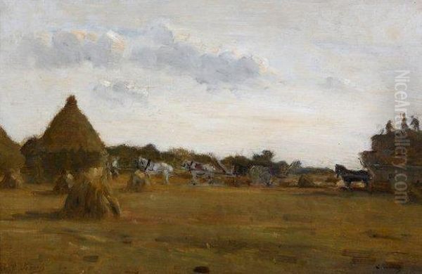 La Moisson. Oil Painting by Charles Francois Pecrus