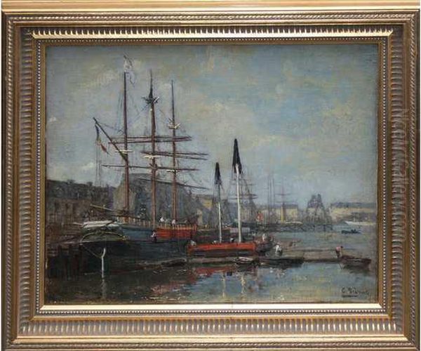 Le Port Oil Painting by Charles Francois Pecrus