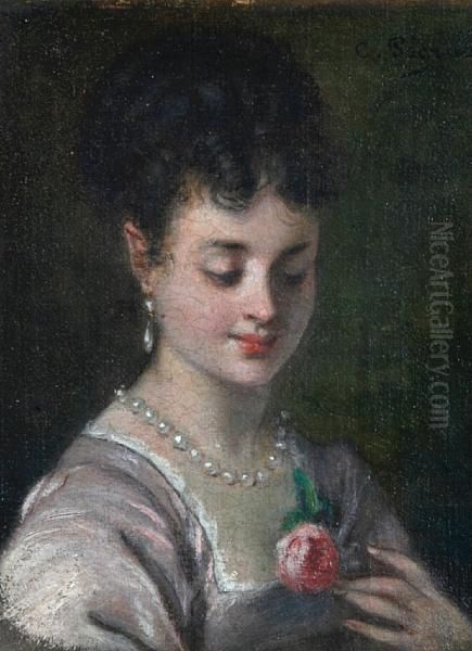 Woman Oil Painting by Charles Francois Pecrus