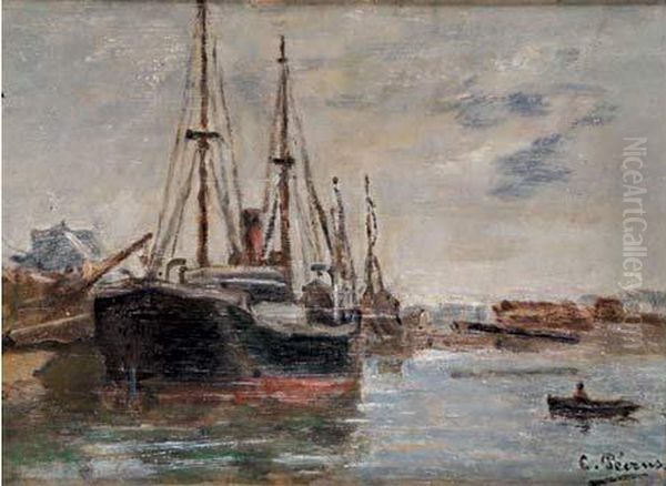 Cargo A Quai Dans Le Bassin De Deauville, Circa 1895 Oil Painting by Charles Francois Pecrus