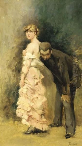 An Artist And His Model Oil Painting by Charles Francois Pecrus