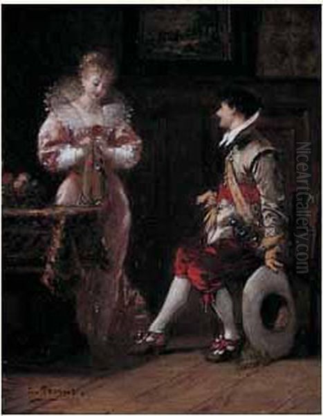 Conversation Galante Oil Painting by Charles Francois Pecrus