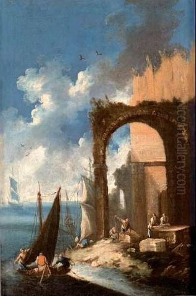 Paesaggio Con Rovine Oil Painting by Bartolomeo Pedon