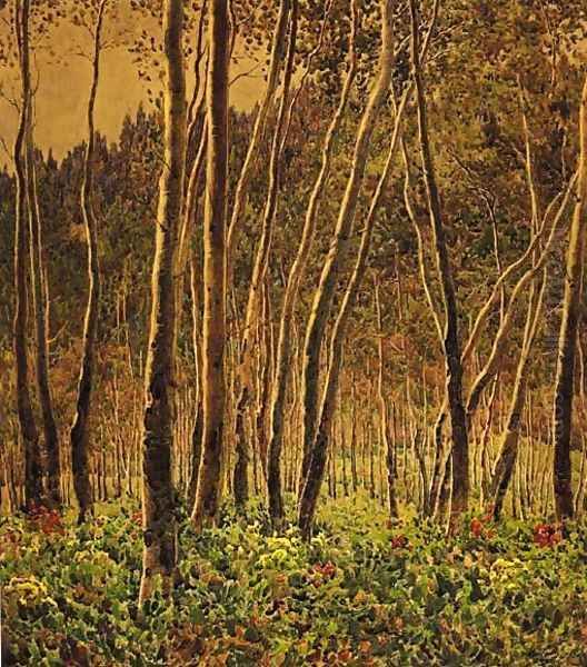 Sunlit Birches Oil Painting by Gunnar Mauritz Widforss