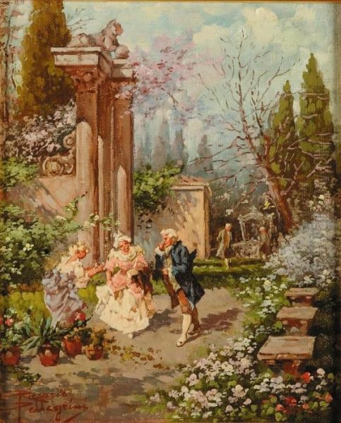 Figure In Giardino Oil Painting by Carlo Pellegrini