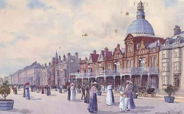 Elegant figures on the esplanade Oil Painting by Warren Williams