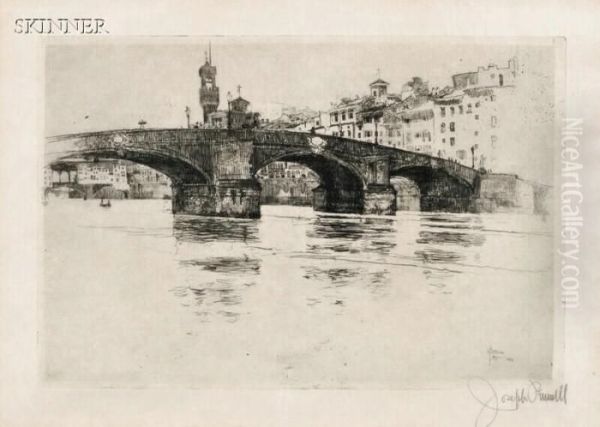 Ponte San Trinita (florence) Oil Painting by Joseph Pennell