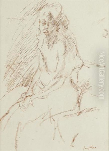 Seated Female Figure Oil Painting by Samuel John Peploe