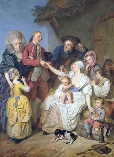 Charity, 1777 Oil Painting by Pierre-Alexandre Wille