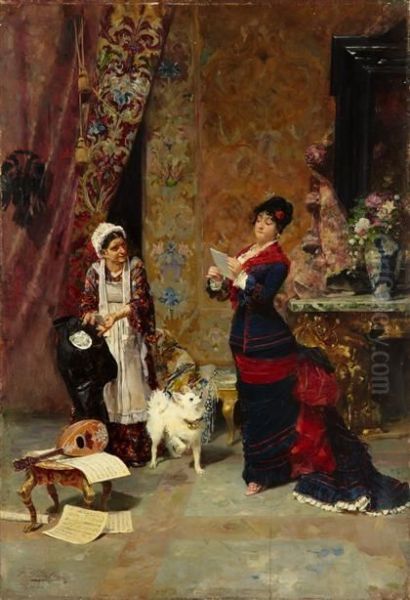 Reading The News Oil Painting by Francisco Peralta del Campo