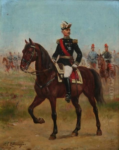 Officer On Horseback Oil Painting by Paul Emile Leon Perboyre