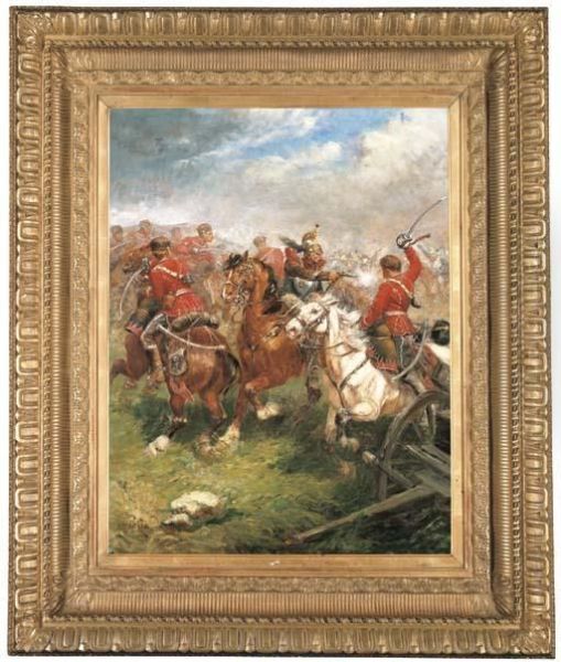 A Cavalry Engagement In The Franco-prussian War Of 1870-71 Oil Painting by Paul Emile Leon Perboyre