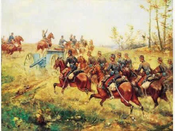 Regiment D' Artilleurs Oil Painting by Paul Emile Leon Perboyre