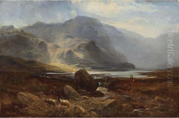 A Highland Lake Oil Painting by Sidney Richard Percy