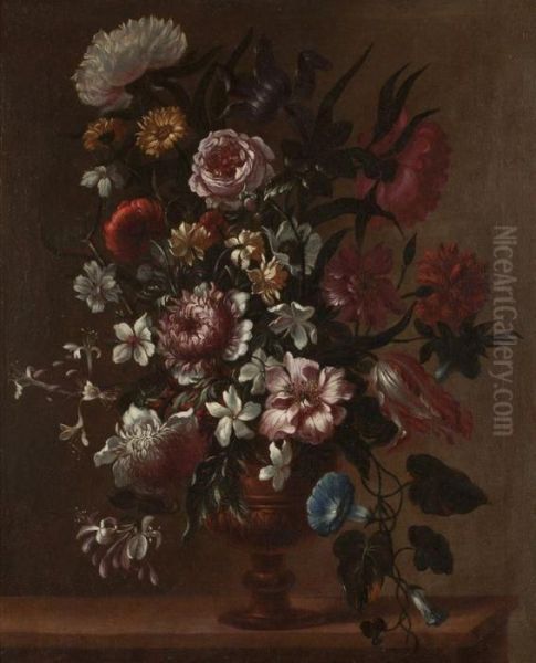 Bouquet De Fleurs Sur Un Entablement Oil Painting by Bartolome Perez