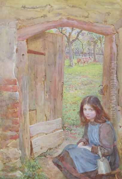 At the Orchard Gate, 1903 Oil Painting by Edward Clegg Wilkinson