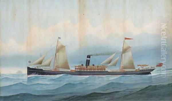 The British India steamer Fultala at sea Oil Painting by Edward Clegg Wilkinson