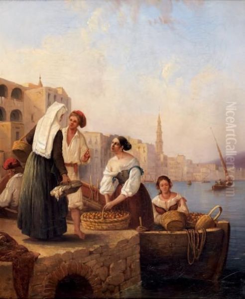 Scene Napolitaine Oil Painting by Ferdinand Victor Perrot