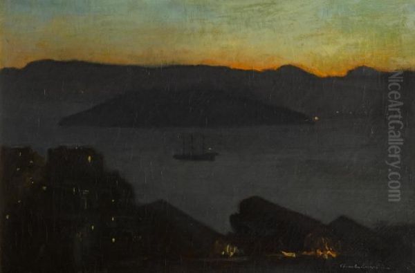 Dawn On San Francisco Bay Oil Painting by Charles Rollo Peters