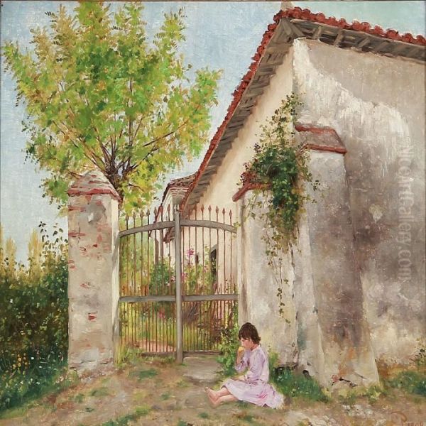 At A House In Napoli Oil Painting by Edvard Frederik Petersen