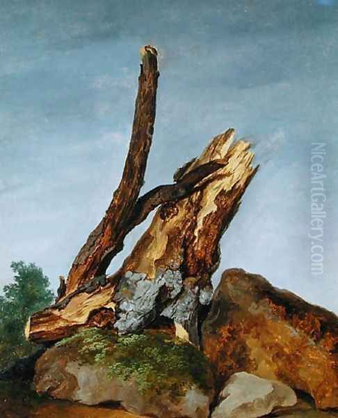 Study of Rocks and Branches, c.1795 Oil Painting by George Augustus Wallis