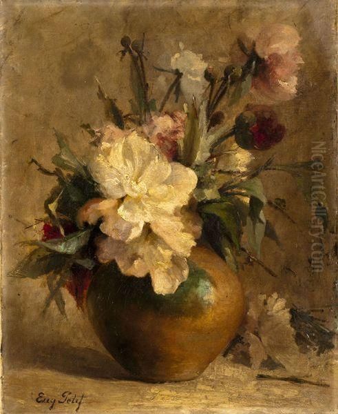 Fleurs Coupees Dans Un Pot Oil Painting by Eugene Petit