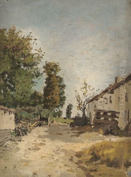 Cour De Ferme Et Fumier. Oil Painting by Edmond Marie Petitjean