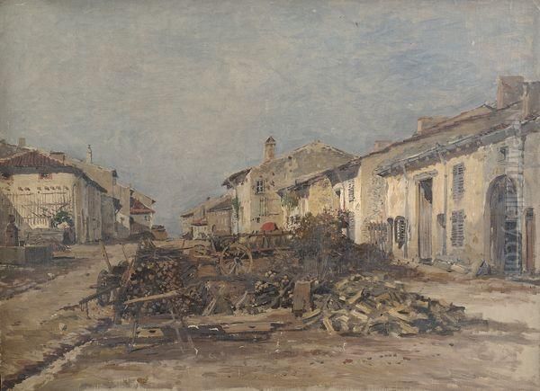 Coupe De Bois A L'entree D'un Village En Lorraine. Oil Painting by Edmond Marie Petitjean