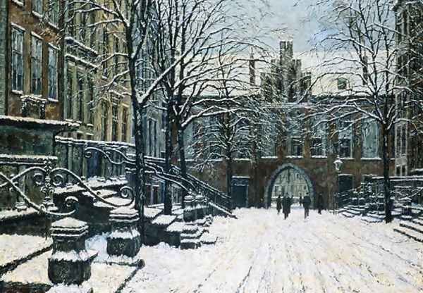 Mariacka Street, Gdansk in Winter, c.1920 Oil Painting by Willibald Werner