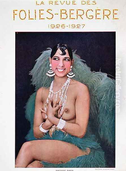 Josephine Baker (1906-75), illustration for the cover of a programme at the Folies Bergere, 1926-7 Oil Painting by Walery, Stanislas