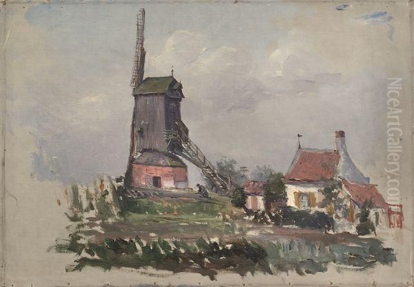 Moulin Et Maison. Oil Painting by Edmond Marie Petitjean