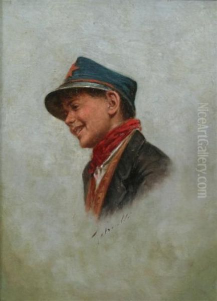 Portrait Of Boy In Hat With Star Oil Painting by Arturo Petrocelli