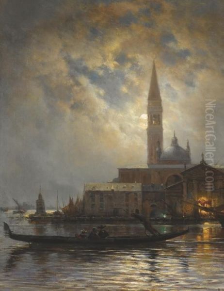 Venice By Moonlight Oil Painting by Alexei Petrovitch Bogoliubov