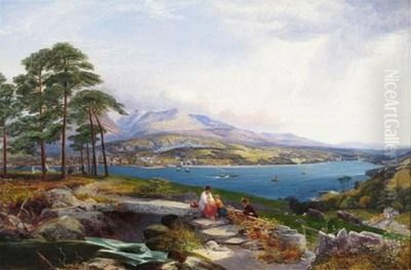 View Of The Menai Straits Looking Towards Mount Snowdon Oil Painting by Edwin Alfred Pettitt