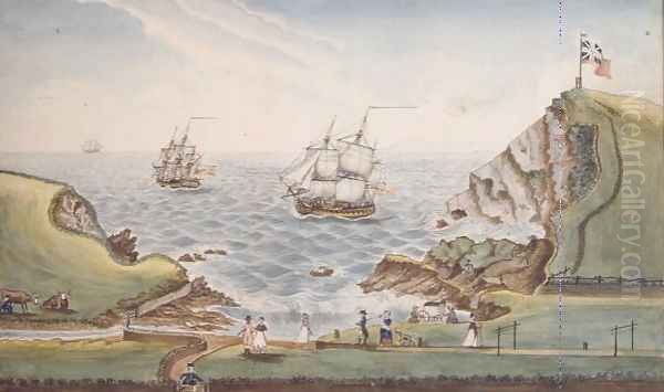 A View of the Bathing Place, called Willdows, taken from Mrs. Downs Malt House, 1799 Oil Painting by J. Walters