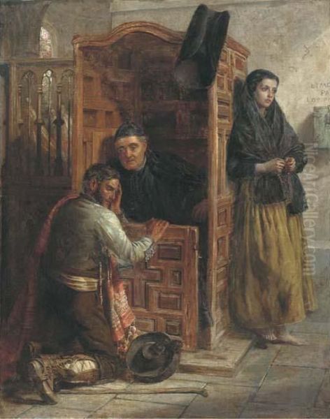 Waiting At The Confessional Oil Painting by John Phillip