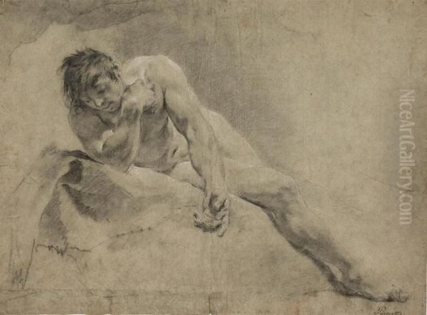 A Reclining Male Nude Oil Painting by Giovanni Battista Piazzetta