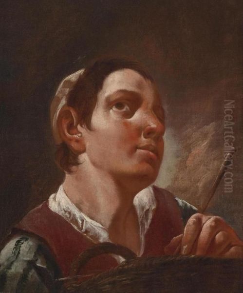 A Young Man With A Basket Oil Painting by Giovanni Battista Piazzetta