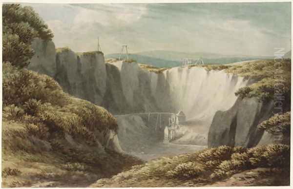 The Tin Mine at Carclaise, Cornwall, c.1800 Oil Painting by John Warwick