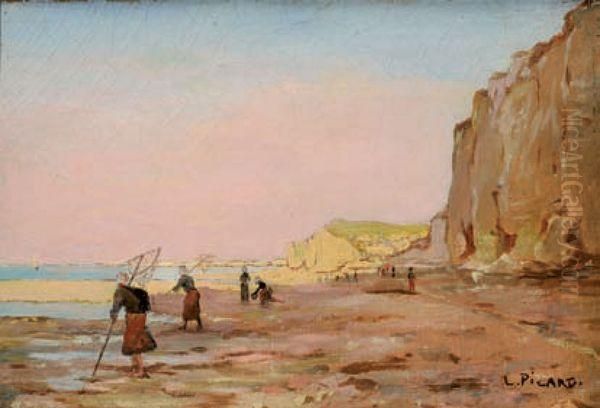 Pecheurs Au Pied Des Falaises Oil Painting by Louis Picard