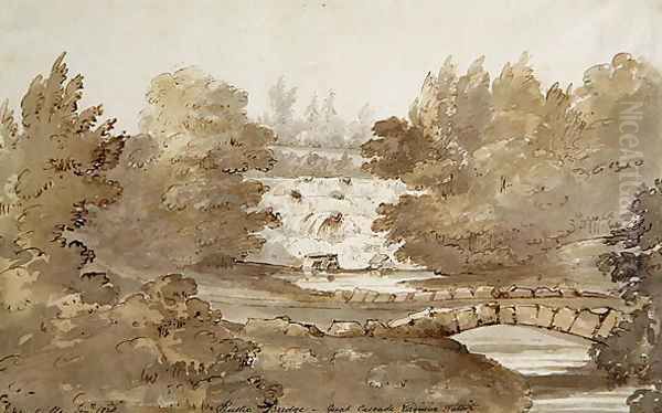 Design for Rustic Bridge below the Cascade, Virginia Water Oil Painting by Sir Jeffry Wyatville