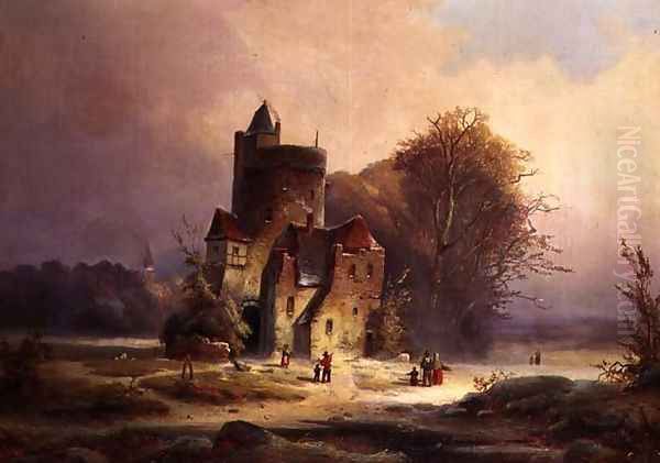 Fortress with Figures Oil Painting by Wulfing