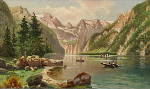 Lago Austriaco Tra I Monti Oil Painting by Anton Pick