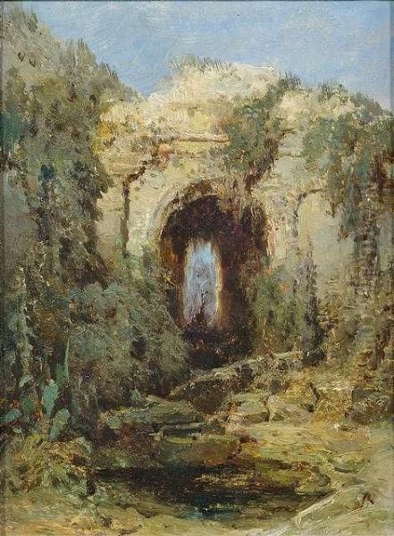 Uberwachsene Ruine Eines Tores Oil Painting by August Bedrich Piepenhagen