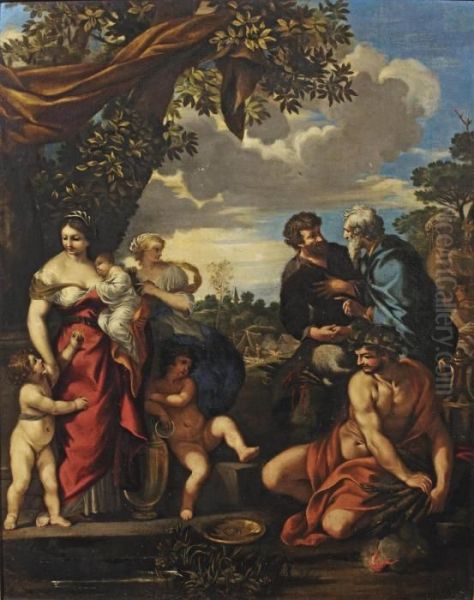 The Alliance Of Jacob And Laban Oil Painting by Pietro Da Cortona (Barrettini)