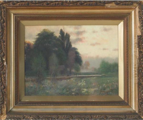 On The Colne, West Drayton Oil Painting by Sidney Pike