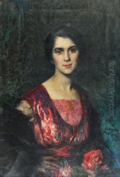 Portrait Of A Lady Oil Painting by Leopold Pilichowski