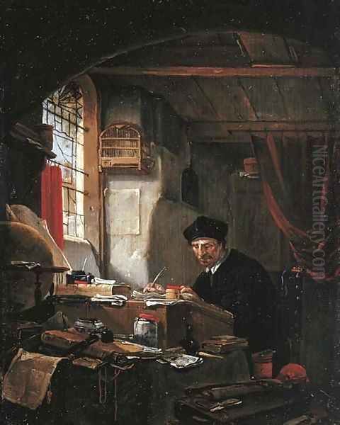 An alchemist in his study Oil Painting by Thomas Wijck